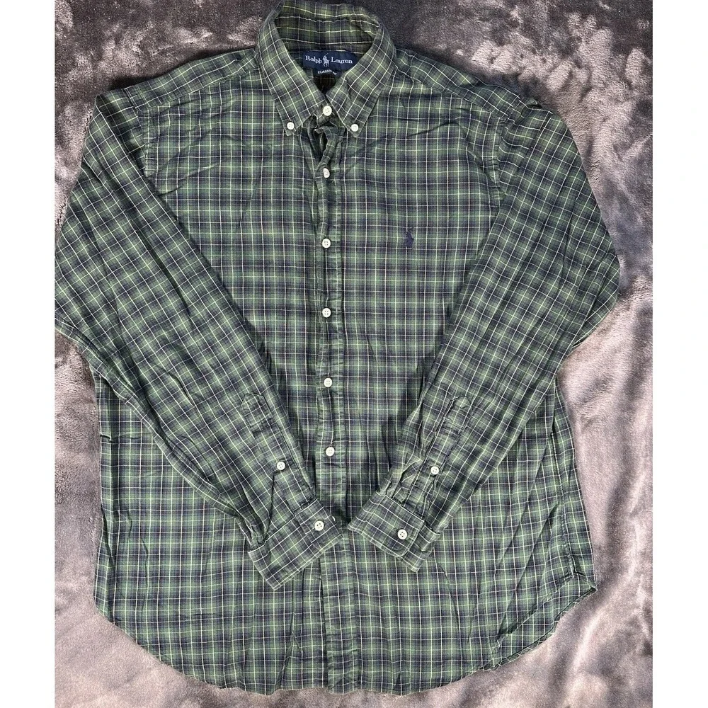 Polo Ralph Lauren MENS XL Classic Fit Long‎ Sleeve Button Down Shirt Tartan VTG